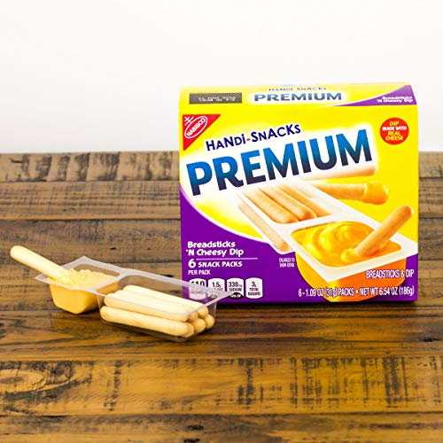 Handi Snacks Premium Breadsticks 'n Cheese Dip, 6 Packs, 6.54 Ounce