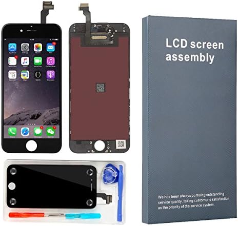 KAICEN Touch Screen Replacement LCD Display Digitizer Frame Assembly Full Set with Tools For iPhone 6 4.7 inches and Professional Glass Screen Protector (Black)