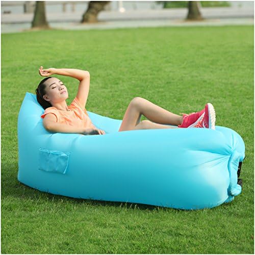 YAXXO Inflatable Outdoor Air Sleep Sofa Couch Lounger Portable Furniture (Blue) Lay Back Bag