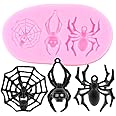 Halloween Spider Web Silicone Mold for DIY Crystal Candy Chocolate Pudding Ice Cube Soap Mould Handmade Ice Cream Fondant Mold Gum Paste Cupcake Cake Topper Decoration Jelly Shots Desserts