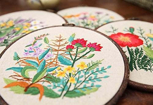 Cross Stitch Stamped Embroidery Kit - Eafior DIY Beginner Counted Starter Cross Stitch Kit for Art Craft Handy Sewing Including Color Pattern Embroidery Cloth,Embroidery Hoop,Color Threads,Tools Kit - Thumbnail 2