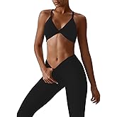 ABOCIW Workout Sets for Women Twist Front Halter Sports Bras High Waist Legging 2 Piece Exercise Gym Yoga Outfit