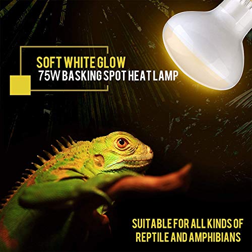 OMAYKEY 75W Basking Spot Heat Lamp Bulb Soft White Glow UVA Glass Cover Heat Lamp/Bulb/Light for Lizard Chameleon Bearded Dragon Snake Aquarium Reptile & Amphibian - 2 Pack - Thumbnail 3