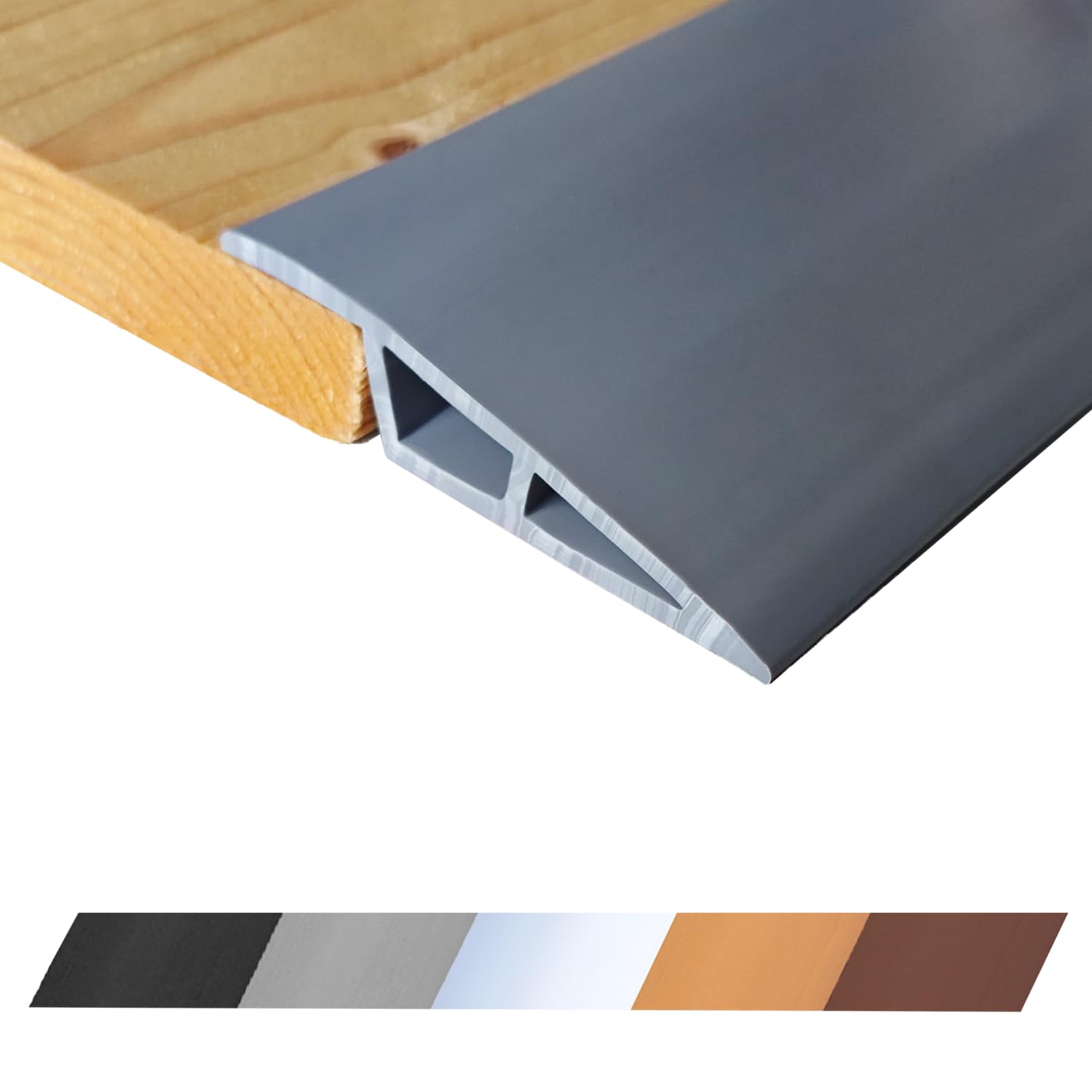 Photo 1 of 1/2" to 3/5" Height Threshold Ramp - Rubber Threshold, Floor Transition Strip, Wheelchair Ramp, Door Strip, Carpet to Tile Strip (Gray, 40 inches)