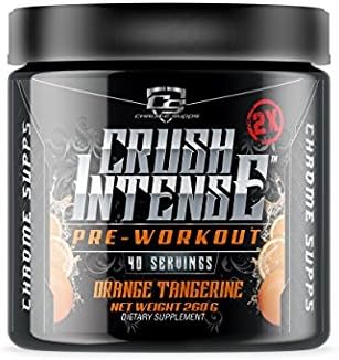 Chrome Supps - Crush Intense 2X, Pre-Workout Powder, Effective Clean Energy that Promotes Energy, Focus, Pump and Weight Loss (Tangerine Orange, 260 G)