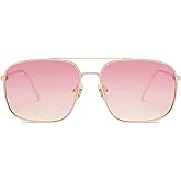 SOJOS Trendy Square Aviator Sunglasses for Women Men, Gold Frame Light Tint Gradient Shades SJ1176