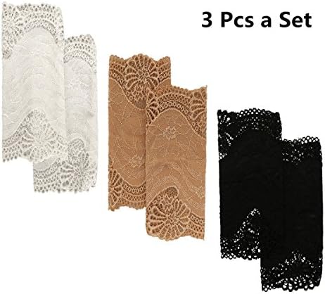 Posher FL6 3 Pcs a Set, Sun Block Lace Wrist Arm Cuff Bracelet Stretch for Women