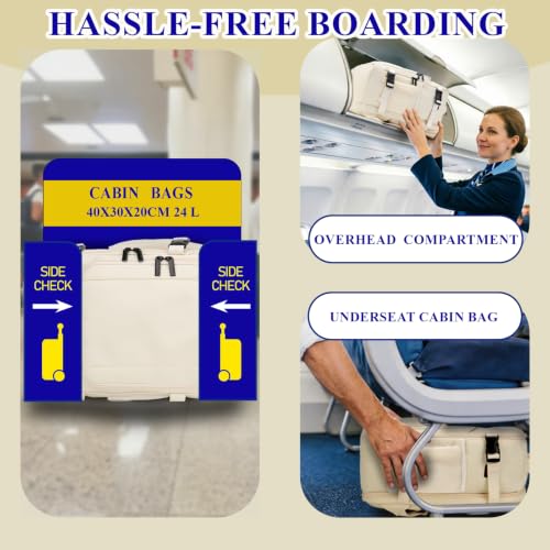 ZHXX Airplane Cabin Travel Backpack 40 x 30 x 20, Backpack 40 x 30 x 20 Suitable for Ryanair/Vueling/Wizz.Hand Luggage with Padded Sleeve for 14 Inch Laptop,Anti-Theft Pocket,White