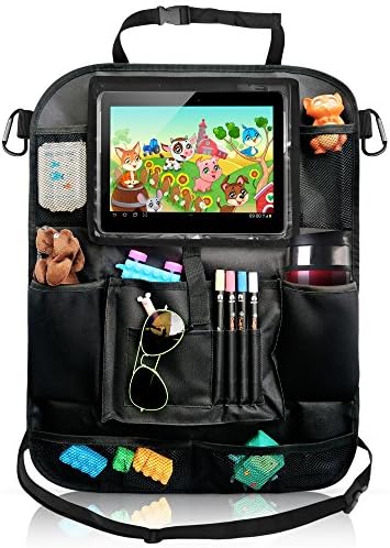 Car Back Seat Organizer - Kick Mat Protector with Multipurpose Storage Pockets, Tablet Holder - Essential Car Accessories for Road Trip by KiddyB