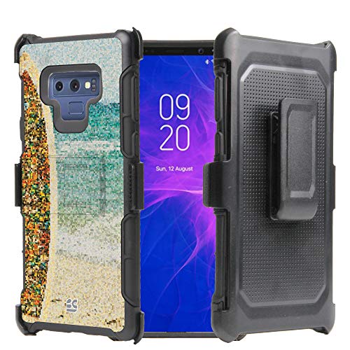 Galaxy Note 9 Case, Trishield Gear Hybrid Rugged Armor Black with Kickstand Belt Clip Holster - Collage Surf Board
