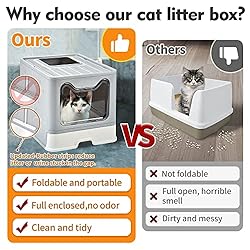 Homagico Foldable Cat Litter Box, Extra Large Front