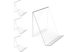 Boloyo Acrylic Book Stand Without Ledge,6 Inch 4PC Clear Acrylic Display Easel Transparent Display Stand Holder Tablet Holder for Displaying Pictures,Books,Artworks, CDs