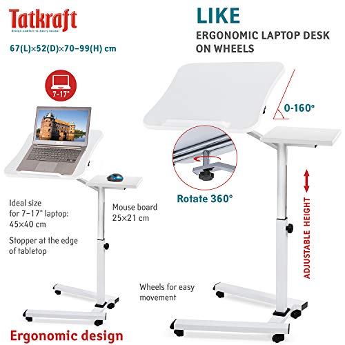 Tatkraft Like Portable Laptop Desk with Mouse Pad, Rolling Computer