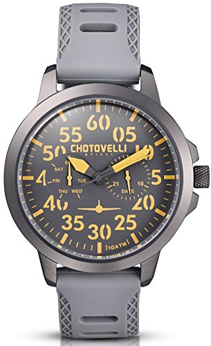 Chotovelli Aviator Men's Watch Day/Date display Grey Military Pilot Strap 33.15
