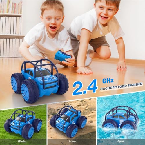 ifollower RC Car 4x4 Amphibious Truck, 360° Stunt and LED, 15km/h, Direct USB-C Charging, Toy for Kids 3 4 5 6 7 8 9 10 11 12 Years, Christmas Birthday Gift