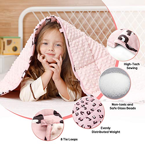 Uttermara Kids Weighted Blanket 7 lbs, Ultra Cozy Minky Dotted and