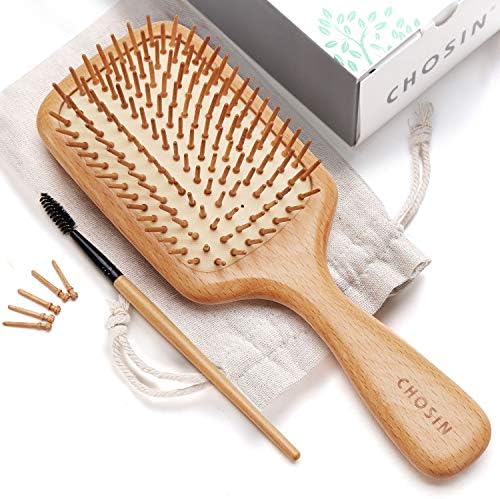 Hair Brush CHOSIN Wooden Detangling Brushes Natural Detangler Paddle Hairbrush for Women Men Kids Stimulate Scalp Help Growth Add Hair Shine
