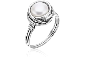 JEAN RACHEL JEWELRY 925 Sterling Silver Ring with Fresh Water Pearl Wire Wrap Vintage Design - Hypoallergenic, Nickel & Lead-