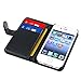 Insten Leather Case with Credit Card Wallet for Apple iPhone 4 - Retail Packaging - Black