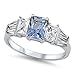 CloseoutWarehouse Cubic Zirconia Three Stones Princess Center Ring Sterling Silver (Color Options, Sizes 4-12)