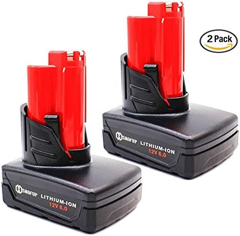 SANFUP 12V 6.0A for Milwaukee M12 Battery 48-11-2440 48-11-2402 48-11-2411 XC Cordless Tools … (2Pack)