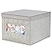 mDesign Decorative Soft Stackable Fabric Closet Storage Organizer Holder Box - Clear Window, Lid, for Child/Kids Room, Nursery - Large, Collapsible Foldable - Chevron Zig-Zag Print - Taupe/Natural