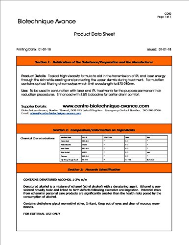 Hair Removal Formula 570-980nm Filter Cooling and Coupling Gel for Laser and IPL Machines, Systems, Devices