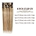 Human Hair Toppers for Women 100% Remy Human Hair Clip In Hair Extensions 16inch Highlighted Brown Mixed Bleach Blonde