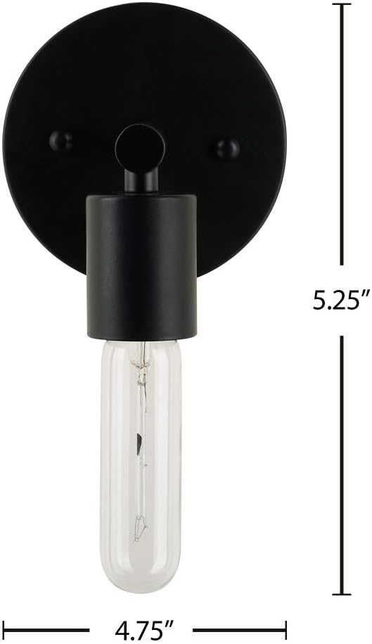  Brand – Rivet Mid-Century Modern Wall Sconce with Novelty Bulb, 5.25"H, Matte Black - - 