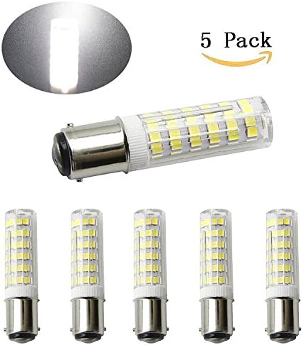 120V 5W Ba15d Dimmable LED Light Bulb 50W Equivalent Daylight 6000k Ba15d Double Contact Bayonet Base Halogen Replacement Bulb for Chandelier Crystal Ceiling Lamp Light (Pack of 5)