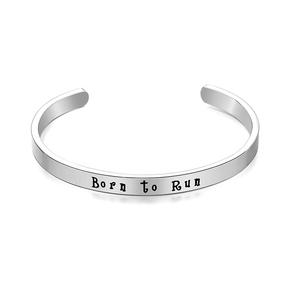 CERSLIMO Friendship Bracelet for Womens - Inspirational Friendship Gifts for Best Friend, Motivational Cuff Bangle for Sister Mother Teacher Gifts Bracelet Birthday Christmas Gifts, Born to Run