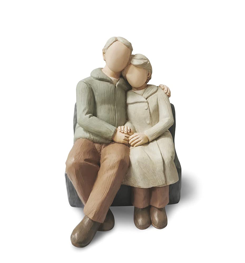 CAMSOON Couple Anniversary Sculpted Hand-Painted Figure Gifts Husband and Wife Wedding Hand-Painted Figurine Gift, Happy 20th - 50th Anniversary Statue for Him and Her Together