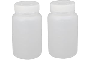 uxcell 2Pcs 250ml Plastic Wide Mouth Laboratory Reagent Bottle Sample Sealling Bottle White