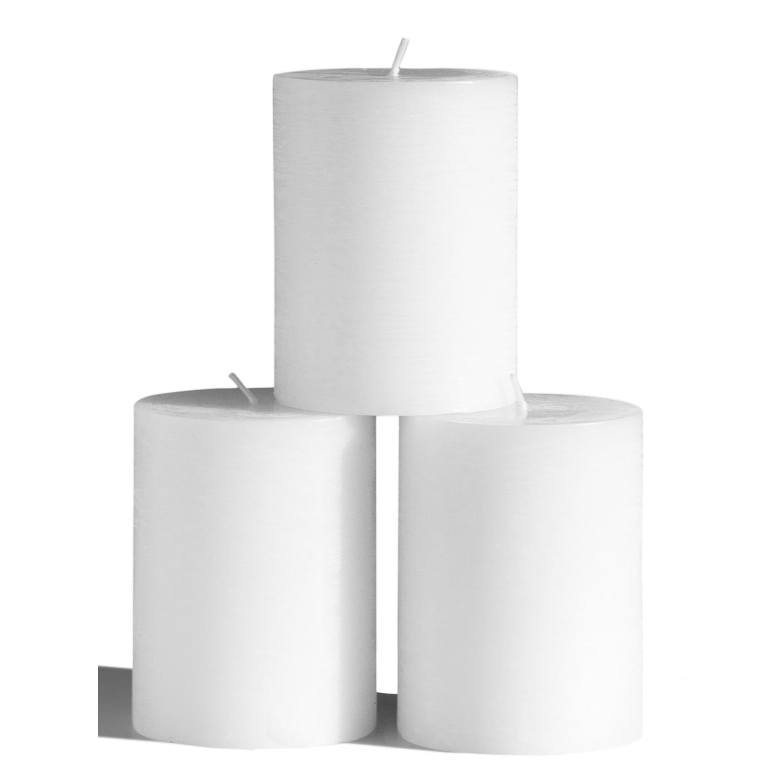 Photo 1 of CANDWAX 3x4 inch Pillar Candles Set of 3 – Unscented Dripless Rustic White Candles for Wedding Decor, Events, Centerpieces