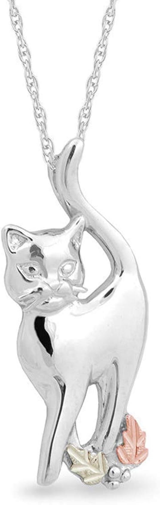 Cat Pendant Necklace for Women Girls 14K TwoTone Gold Over