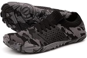 JOOMRA Women Barefoot Walking Shoes Minimal for Ladies Runner Size 7.5-8 Camo Black Athletic Beach Runny Hiking Trekking Toes