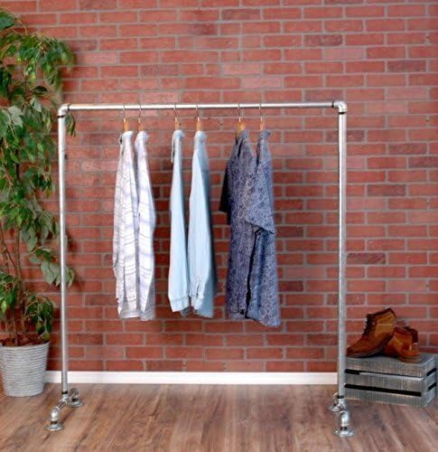 Industrial Pipe Clothing Rack Galvanized Silver Pipe by William Robert's Vintage