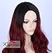 K'ryssma Ombre Wine Red Synthetic Wigs for Women, Burgundy 99j 2 Tones Dark Roots Long Wavy None Lace Wig Heat Resistant 22 Inches
