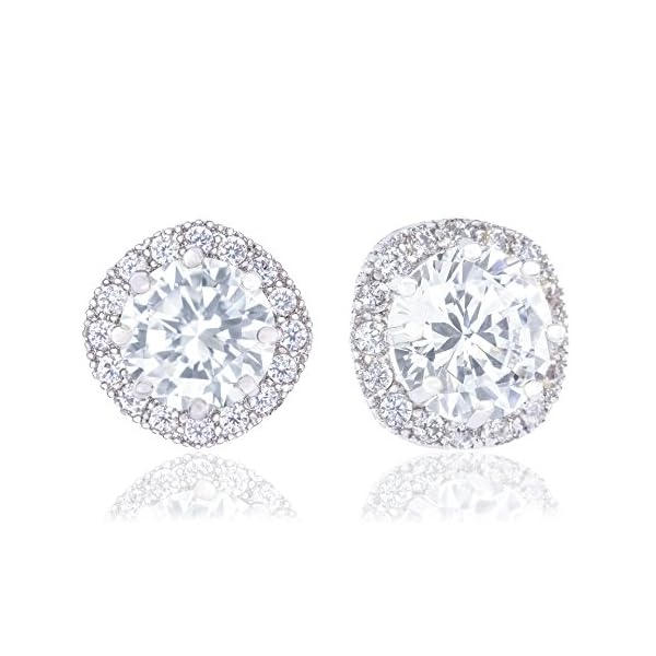 ORROUS&CO 18K Gold Plated CZ Simulated Diamond Stud Earrings for Women, Hypoallergenic, 1.9 Carat - Image 3
