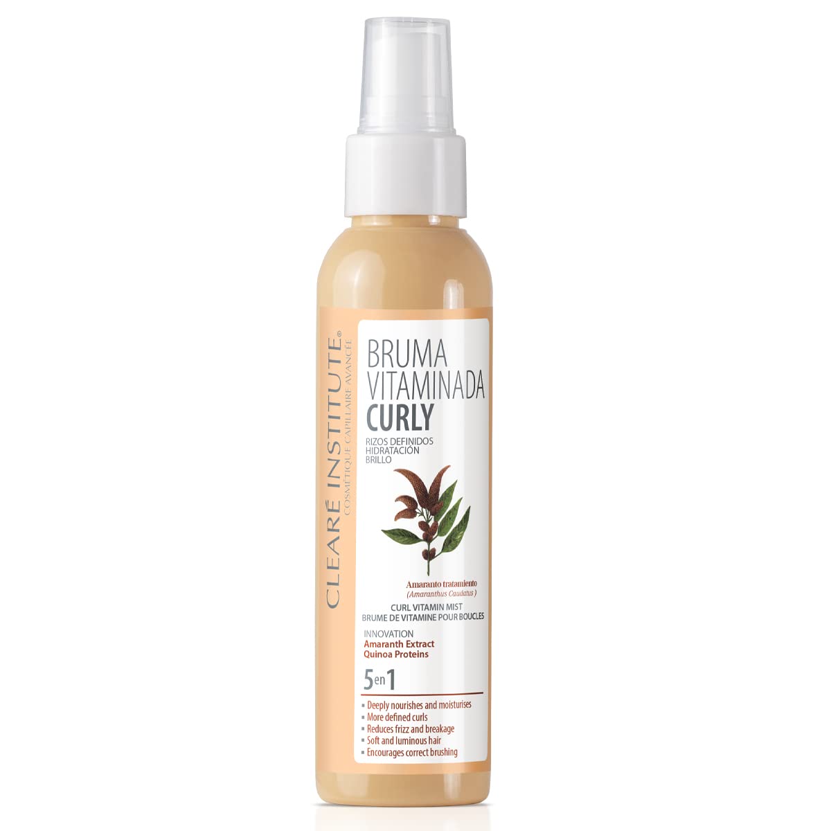 Clearé Institute Curly Vitamin Mist Moisturises, Defines Curls, Facilitates Brushing and Prevents Frizz Shine and Movement 97% Natural Ingredients 125 ml
