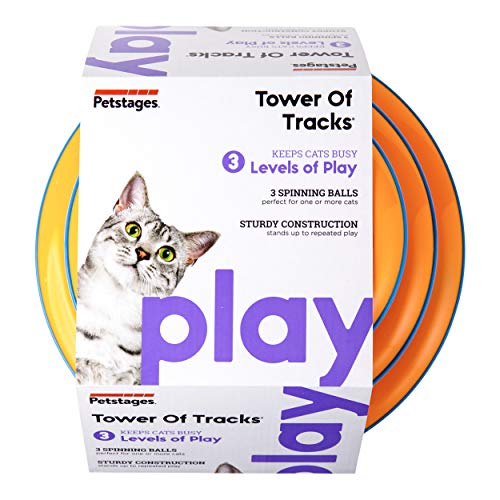 Petstages Tower of Tracks Cat Toy - 3 Levels of Interactive Play - Circle Track with Moving Balls Satisfies Kitty's Hunting, Chasing & Exercising Needs