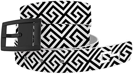 C4 Belts Greek Keys Black and White Belt with Black Buckle