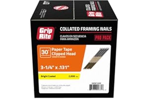 Grip-Rite GRSP12DZ Clipped Head 3-1/4-inch by .131-inch by 30 Degree Paper Tape Collated Vinyl Coated Framing Nail, 2,000 per Box