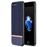 iPhone 8 Plus Case, iPhone 7 Plus Case, RANVOO [Canvas Series]Ultra Slim Thin Protective Hard Leather Cover Case for iPhone 8/7 Plus, Navy Blue