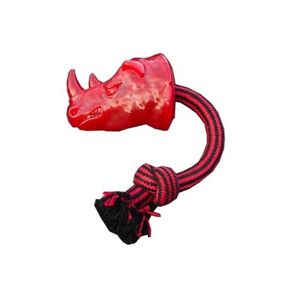 Pet Brands Tough Tugger Rhino Dog Toy, Red