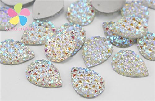 24pcs/lot 13*18mm multi color option Teardrop Plastic/Resin Flatback Rhinestones Sewing Crystals DIY Craft (white)