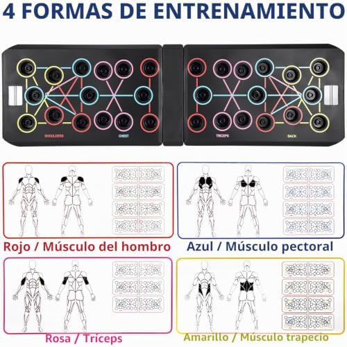 Tabla push-up, 15 en 1 plegable multifunción para entrenamiento en el hogar, equipo de fitness, marco de entrenamiento push-up portátil, tabla push-up ajustable, mango redondo