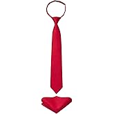 Enlision Ties for Boys Pretied Boys' Neckties Pocket Square Set Adjustable Kids Ties Graduation School Uniforms Necktie