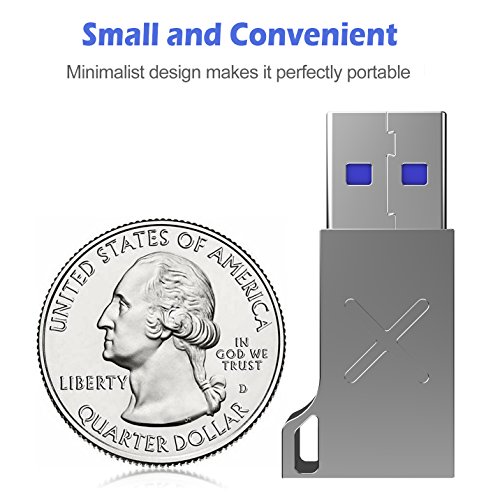USB C to USB 3.0 Adapter, Acessorz Zinc Alloy Mini Hi-speed USB C 3.0 Female (Type-C) to USB A Male (Type-A) Fast Charging Sync Connector OTG Adapter for Laptop / Wall Car Charger with USB A Interface - Thumbnail 5