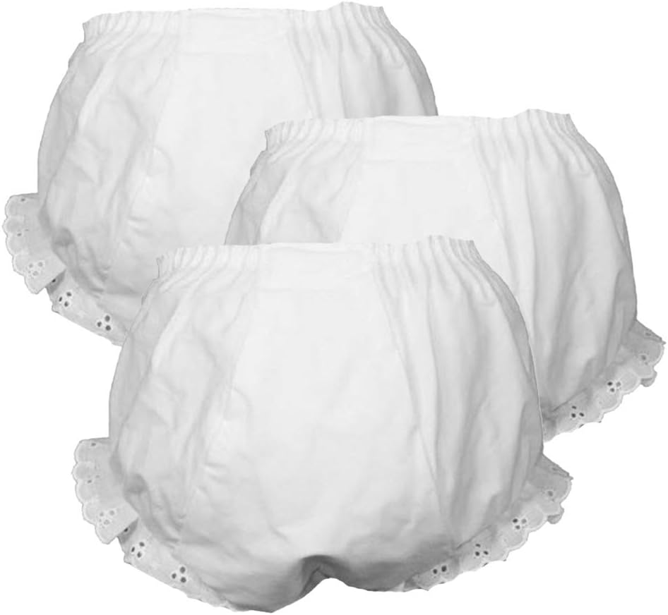 Girls White Double Seat Panty Cotton Blend 3 Pack NWT Sizes 1 2 3 4 5 6 ICM